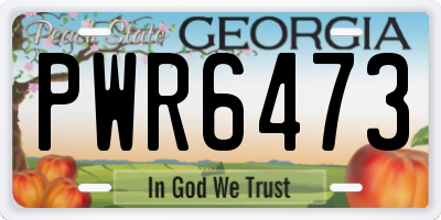 GA license plate PWR6473
