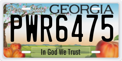 GA license plate PWR6475