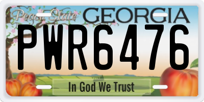 GA license plate PWR6476