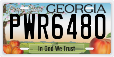 GA license plate PWR6480