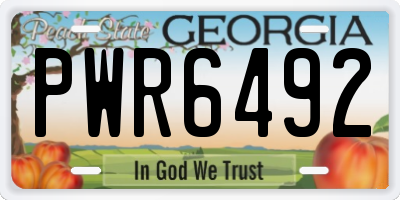 GA license plate PWR6492