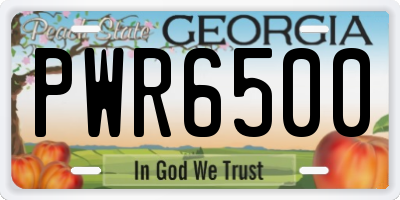 GA license plate PWR6500