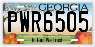 GA license plate PWR6505