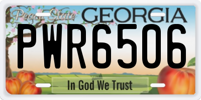 GA license plate PWR6506