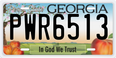 GA license plate PWR6513