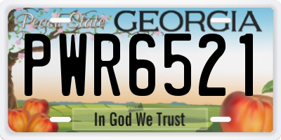 GA license plate PWR6521