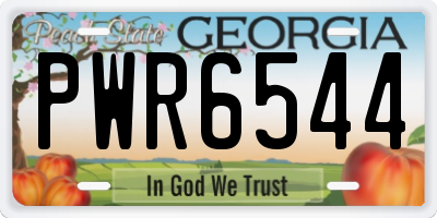 GA license plate PWR6544