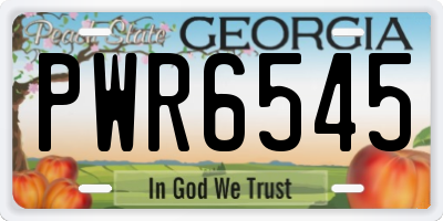 GA license plate PWR6545