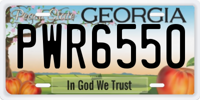 GA license plate PWR6550