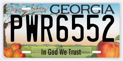 GA license plate PWR6552