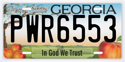 GA license plate PWR6553