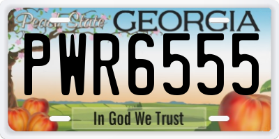 GA license plate PWR6555