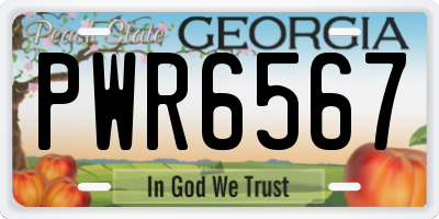 GA license plate PWR6567