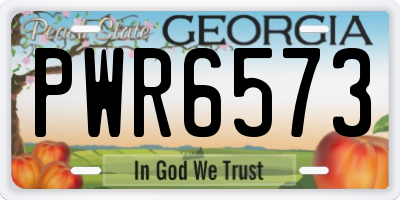 GA license plate PWR6573
