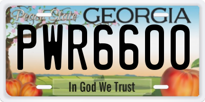 GA license plate PWR6600