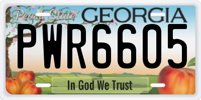 GA license plate PWR6605