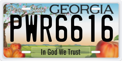 GA license plate PWR6616