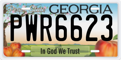 GA license plate PWR6623