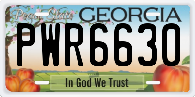 GA license plate PWR6630