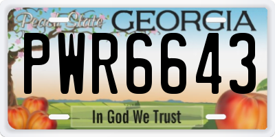 GA license plate PWR6643