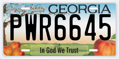 GA license plate PWR6645