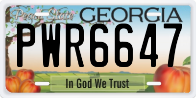 GA license plate PWR6647