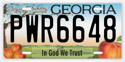 GA license plate PWR6648