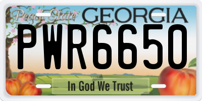 GA license plate PWR6650