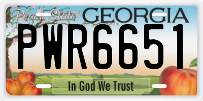 GA license plate PWR6651