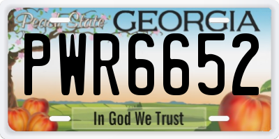 GA license plate PWR6652