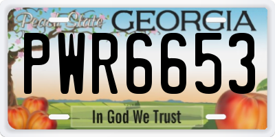 GA license plate PWR6653