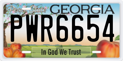 GA license plate PWR6654