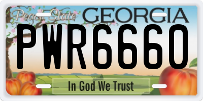 GA license plate PWR6660
