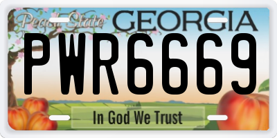 GA license plate PWR6669