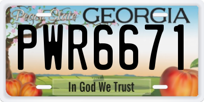 GA license plate PWR6671