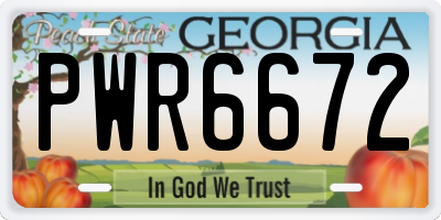 GA license plate PWR6672