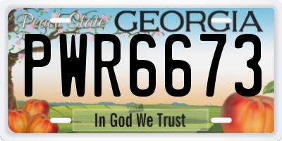 GA license plate PWR6673
