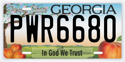 GA license plate PWR6680