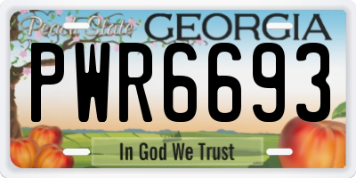 GA license plate PWR6693