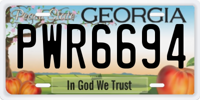 GA license plate PWR6694