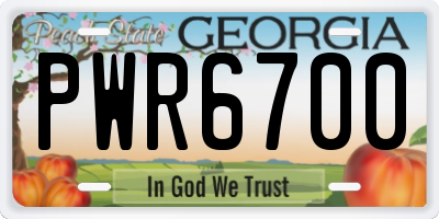 GA license plate PWR6700
