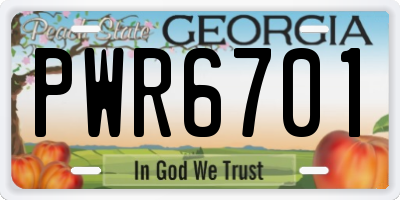 GA license plate PWR6701