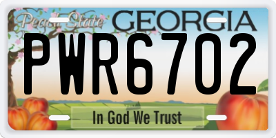 GA license plate PWR6702
