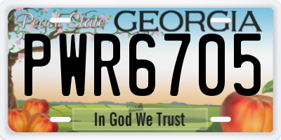 GA license plate PWR6705