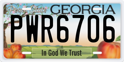 GA license plate PWR6706