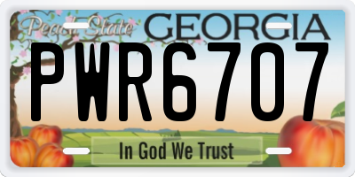 GA license plate PWR6707