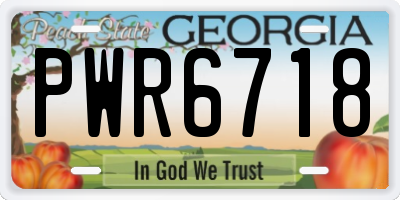 GA license plate PWR6718
