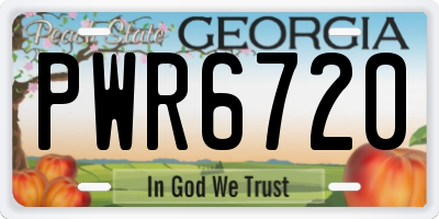 GA license plate PWR6720