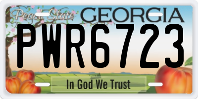 GA license plate PWR6723