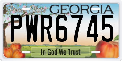 GA license plate PWR6745